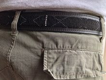 Load image into Gallery viewer, Black, White &amp; Grey Beaded Black Leather Belt