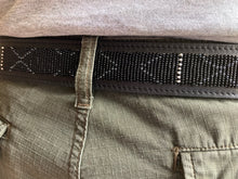 Load image into Gallery viewer, Black, White &amp; Grey Beaded Black Leather Belt