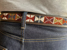 Load image into Gallery viewer, Browns, Grey &amp; White Dark Brown Beaded Leather Belt