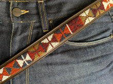Load image into Gallery viewer, Browns, Grey &amp; White Dark Brown Beaded Leather Belt