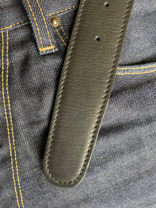 Camo Stripes Black Beaded Leather Belt