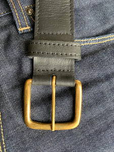 Camo Stripes Black Beaded Leather Belt