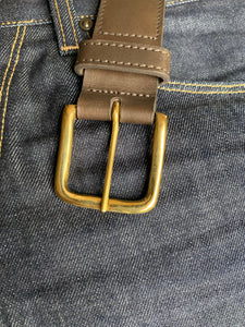 Black, Browns & Grey Dark Brown Beaded Leather Belt