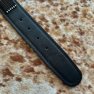 I Love My Dog, Black Leather, Black & White Beaded Collar