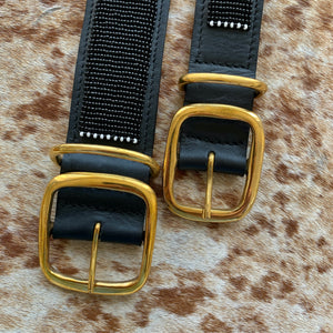 I Love My Dog, Black Leather, Black & White Beaded Collar